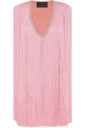 Philipp Plein Vestido corto con cuello en V y flecos