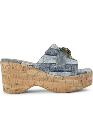Kurt Geiger Sandalias de mezclilla Kensington Wedge con tacón de 80mm