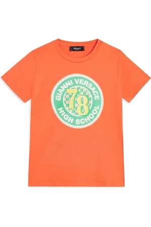 VERSACE Playera estilo universitario con logo estampado