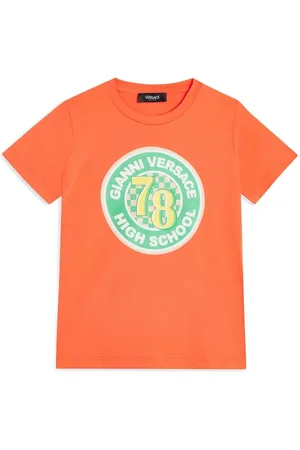 VERSACE Playera estilo universitario con logo estampado