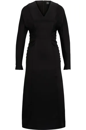 HUGO BOSS Vestido midi con cuello en V