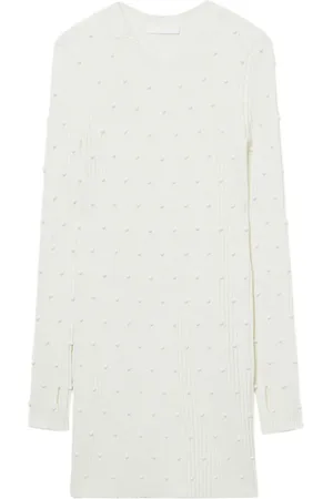 Helmut Lang Vestido tejido de canalé con cuentas