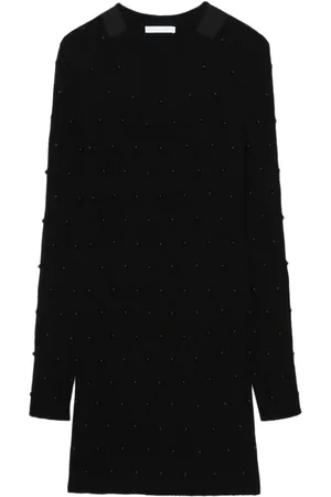 Helmut Lang Vestido tejido de canalé con cuentas
