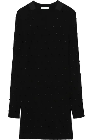 Helmut Lang Vestido tejido de canalé con cuentas
