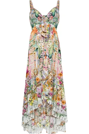 Camilla Vestido midi de seda con estampado floral