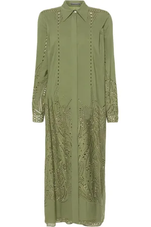 Alberta Ferretti Vestido de popelina con detalle de aberturas