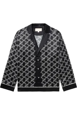 BAPY Camisa de seda con monograma estampado