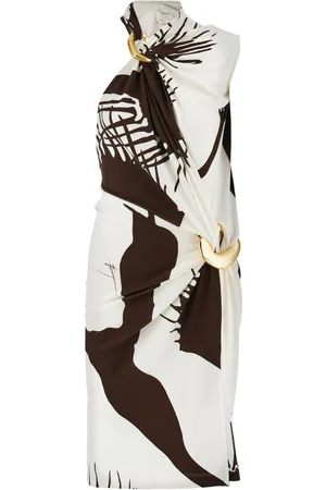 Salvatore Ferragamo Vestido fruncido con estampado abstracto
