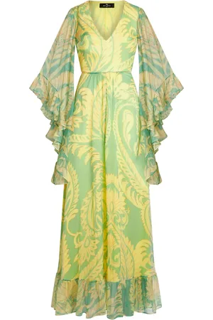 Etro Vestido de seda con estampado gráfico