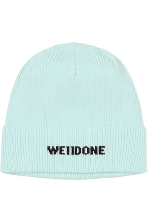 We11 Done Gorro tejido de canalé con logo en intarsia