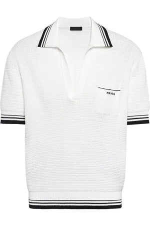 Prada Playera tipo polo con logo en intarsia
