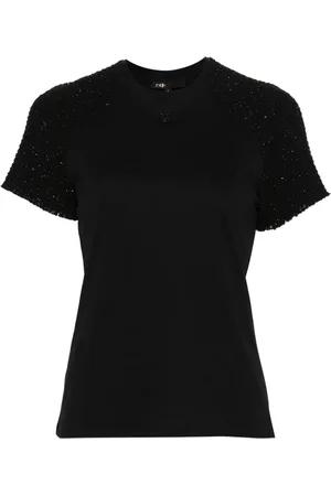 Maje Playera con panel de tweed