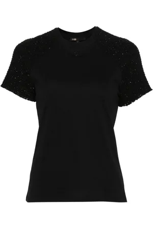 Maje Playera con panel de tweed