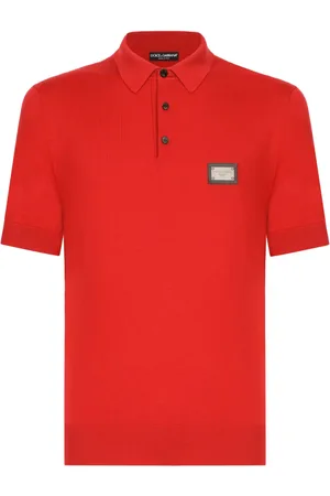 Dolce & Gabbana Playera tipo polo de lana virgen con etiqueta del logo