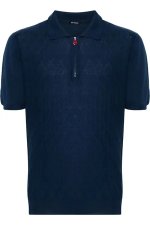 Kiton Playera tipo polo con motivo de rombos
