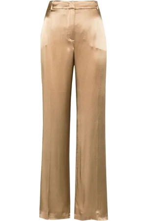 Alberta Ferretti Pantalones satinados con diseño recto