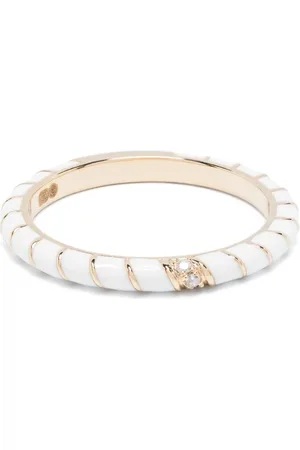 YVONNE LÉON Anillo Alliance Torsade Email en oro amarillo de 9kt con diamante