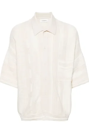 LANEUS Cárdigan estilo playera tipo polo en jacquard