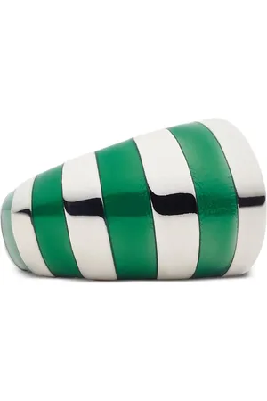 Salvatore Ferragamo Anillo asimétrico con rayas esmaltadas