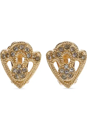 Dior Aretes de clip con detalles de strass