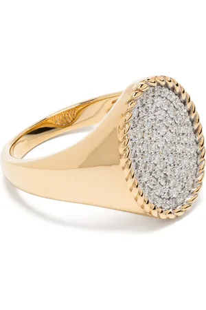 YVONNE LÉON Anillo Chevalière Ovale en oro amarillo de 18kt con diamante