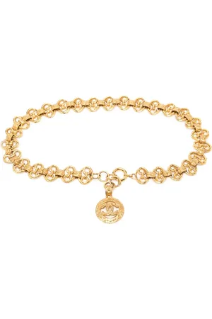 CHANEL Cinturón de cadena con logo CC