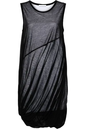 Helmut Lang Vestido corto con capa traslúcida