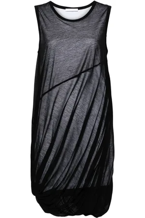 Helmut Lang Vestido corto con capa traslúcida