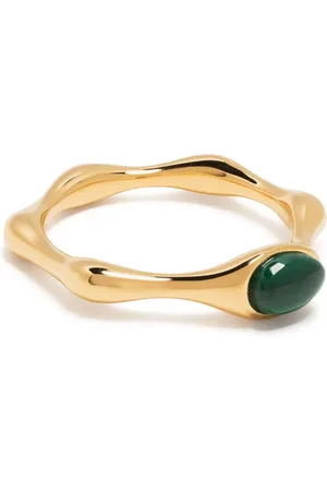 Missoma Anillo de banda con detalles de malaquita