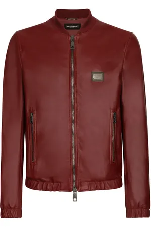 Dolce & Gabbana Chamarra de cuero con aplique del logo