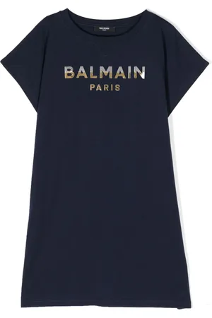Balmain Vestido estilo playera con logo estampado