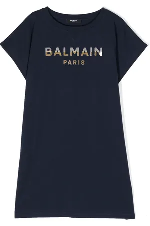 Balmain Vestido estilo playera con logo estampado