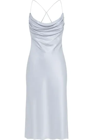DION LEE Vestido midi con cuello desbocado y efecto satinado