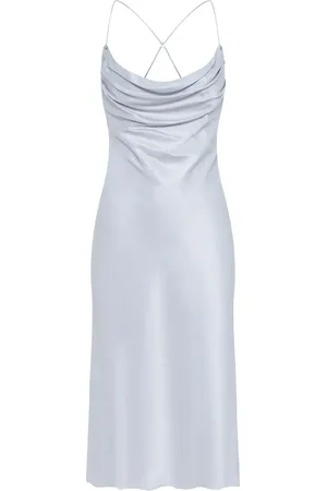 DION LEE Vestido midi con cuello desbocado y efecto satinado