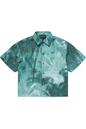 Emporio Armani Camisa lyocell con palmeras estampadas