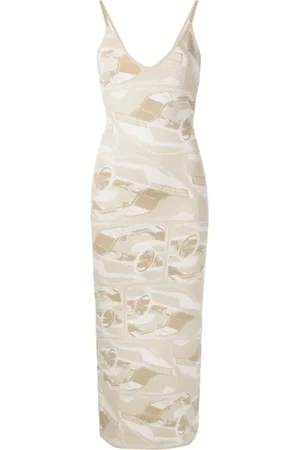 MISCI Vestido midi tejido en intarsia sin mangas