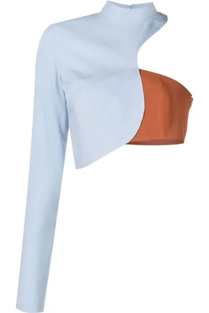 MISCI Top corto tejido con diseño asimétrico