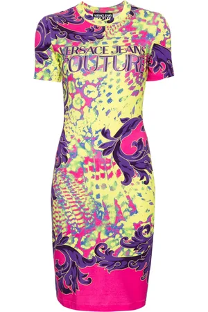 VERSACE Vestido midi con estampado Animalier