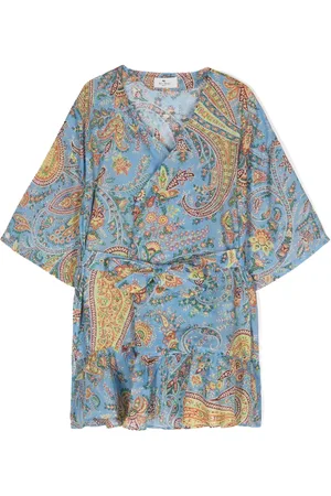 Etro Vestido cruzado con estampado de cachemira