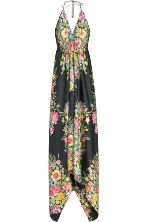Etro Vestido de seda largo con estampado floral