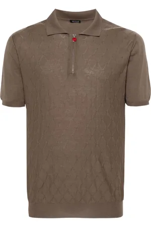 Kiton Playera tipo polo con motivo de rombos
