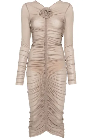 MAGDA BUTRYM Vestido transparente con detalle de flor
