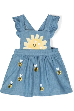 Stella McCartney Vestido de mezclilla con abejas estampadas