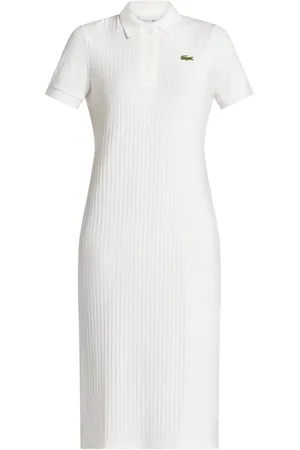 Lacoste Vestido estilo playera tipo polo con parche del logo