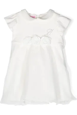 MISS BLUMARINE Vestido con apliques florales y logo en strass
