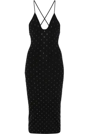 Elisabetta Franchi Vestido midi con logo de strass