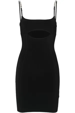 GCDS Vestido corto de canalé con letras del logo
