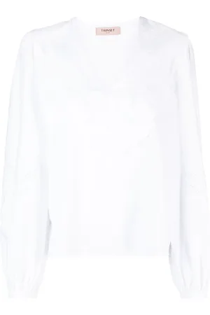 Twin-Set Blusa con bordado inglés