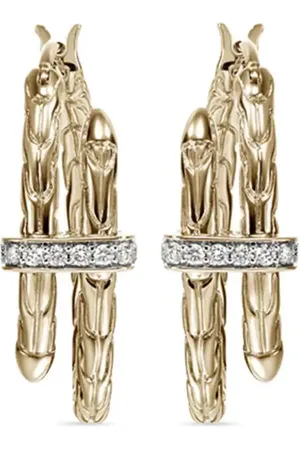 John Hardy Arracadas en oro amarillo de 14kt con diamantes