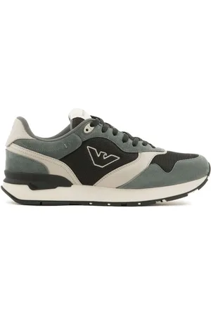 Emporio Armani Tenis con logo bordado y paneles